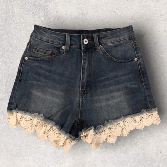 SHEIN Pants - : : NEW 90s Inspired Very Cute Lace Trim Cut Off Shorts : :